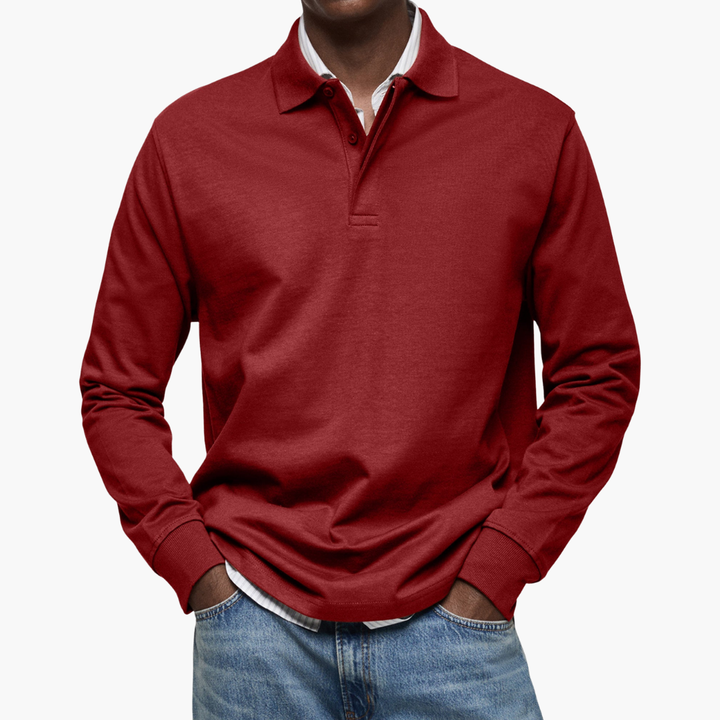 Elegantes Herren Langarm-Poloshirt Casual