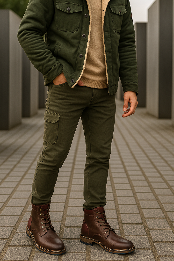 Elegante Herren Oxford-Stiefel aus Premium-Leder - Schnürung und Reißverschluss