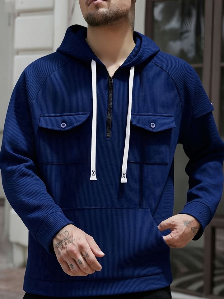 Herren Hoodie mit Quarter-Zip und Brusttaschen