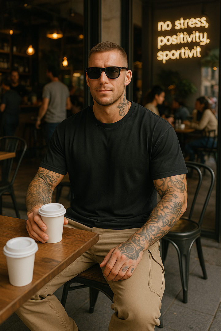 Oversized Baumwoll Basic Herren T-Shirt Set 3-teilig