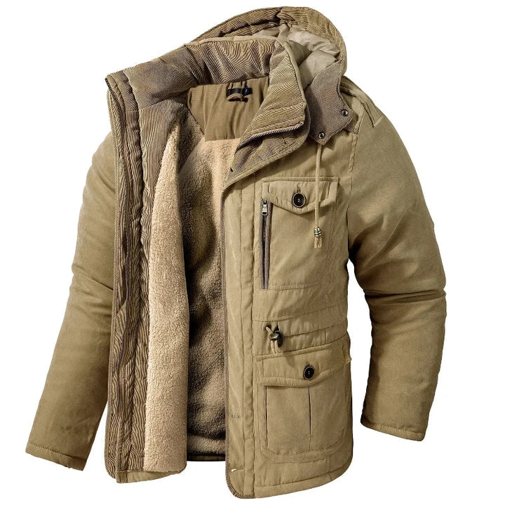 Robuste Herren Winterjacke mit Fleece-Futter - Taktische Taschen und Utility-Reißverschlüsse