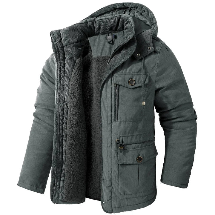 Robuste Herren Winterjacke mit Fleece-Futter - Taktische Taschen und Utility-Reißverschlüsse