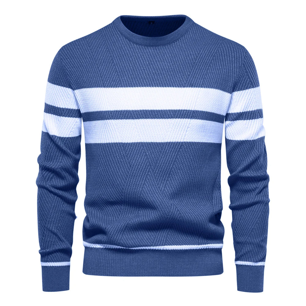 Patchwork Herren Strickpullover Langarm