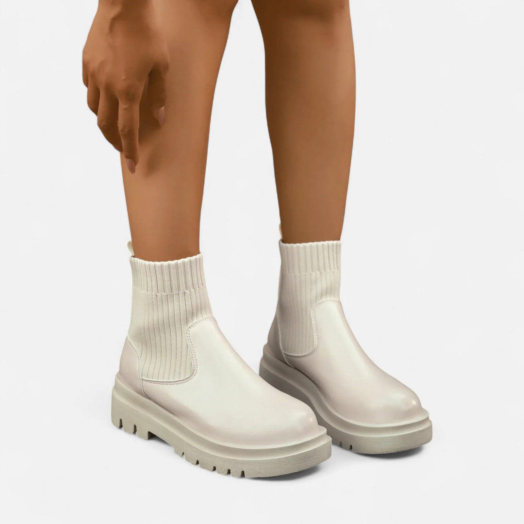 Elegante Damen Stiefeletten mit Blockabsatz - Slip-On Design