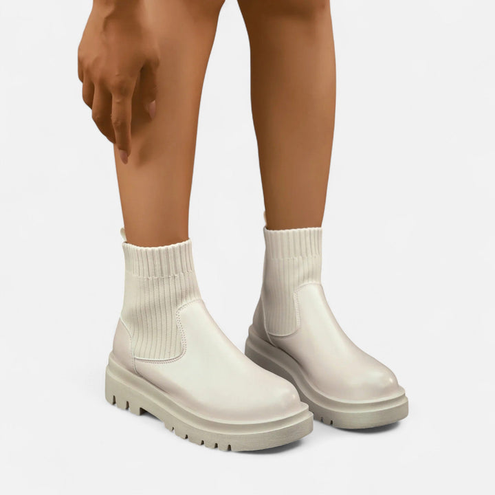 Elegante Damen Stiefeletten mit Blockabsatz - Slip-On Design