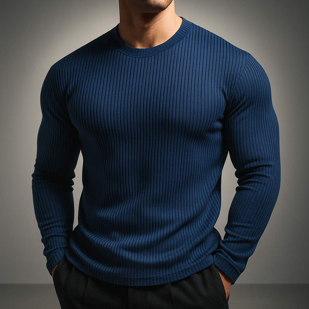 Gerippter Strickpullover Herren - Moderne Essential-Knit mit Vertikaler Rippenstruktur