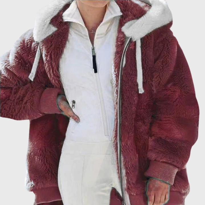 Warme Fleece Winterjacke für Damen mit Kapuze