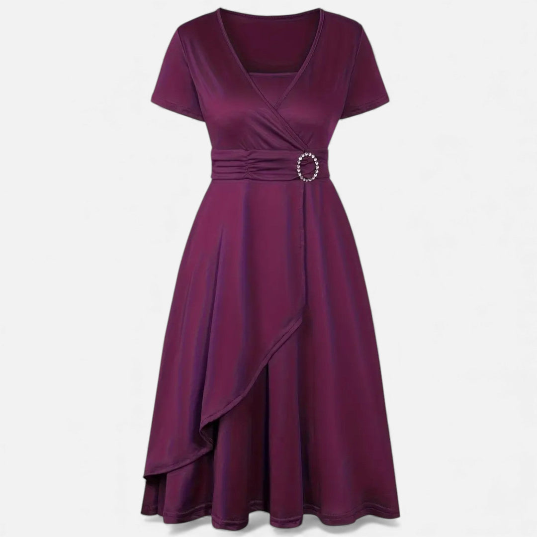 Elegantes Strass V-Ausschnitt Asymmetrisches Damen Abendkleid