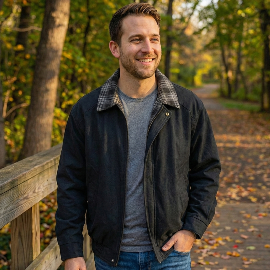 Robuste Herren Layered Jacke mit Karodetails