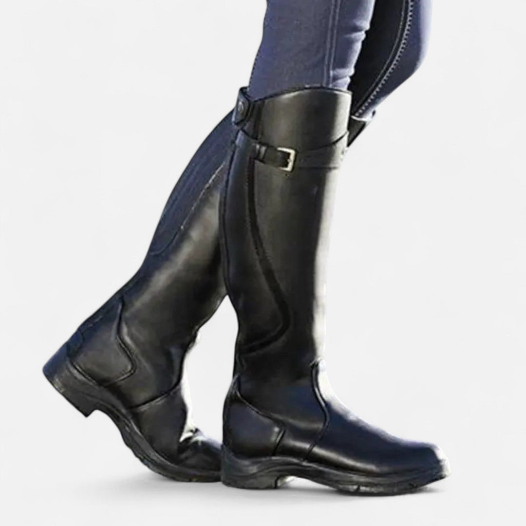 Elegante Damen Kniehohe Stiefel mit Absatz - PU Leder