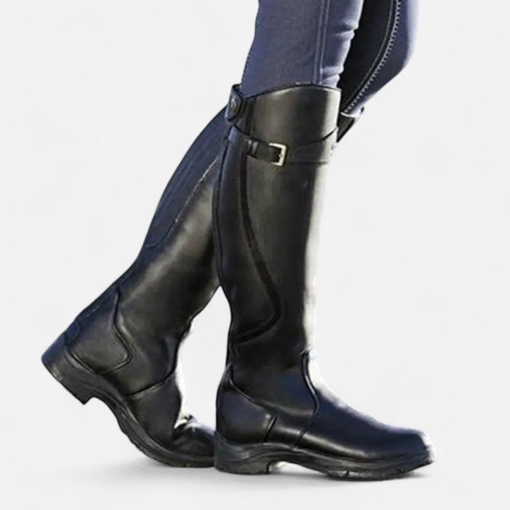 Elegante Damen Kniehohe Stiefel mit Absatz - PU Leder