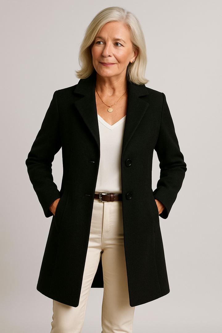 Eleganter Damen Mantel - Klassischer Schnitt mit Knopfverschluss