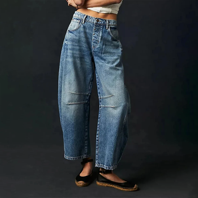 Damen Wide Leg Jeans mit entspannter Passform - Bequeme Weite Hose