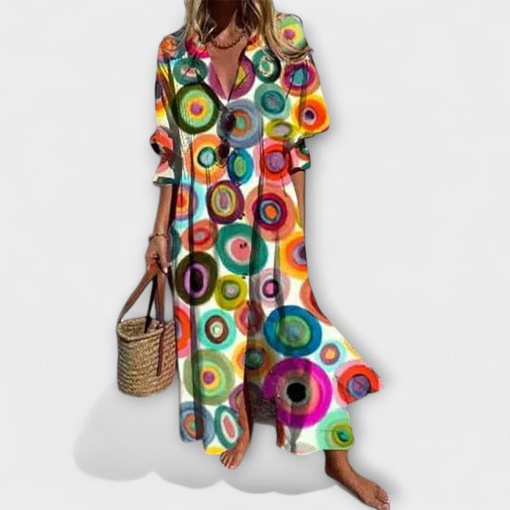 Schmeichelhaftes Damen Maxikleid mit Bauchbedeckung - Fließender Schnitt