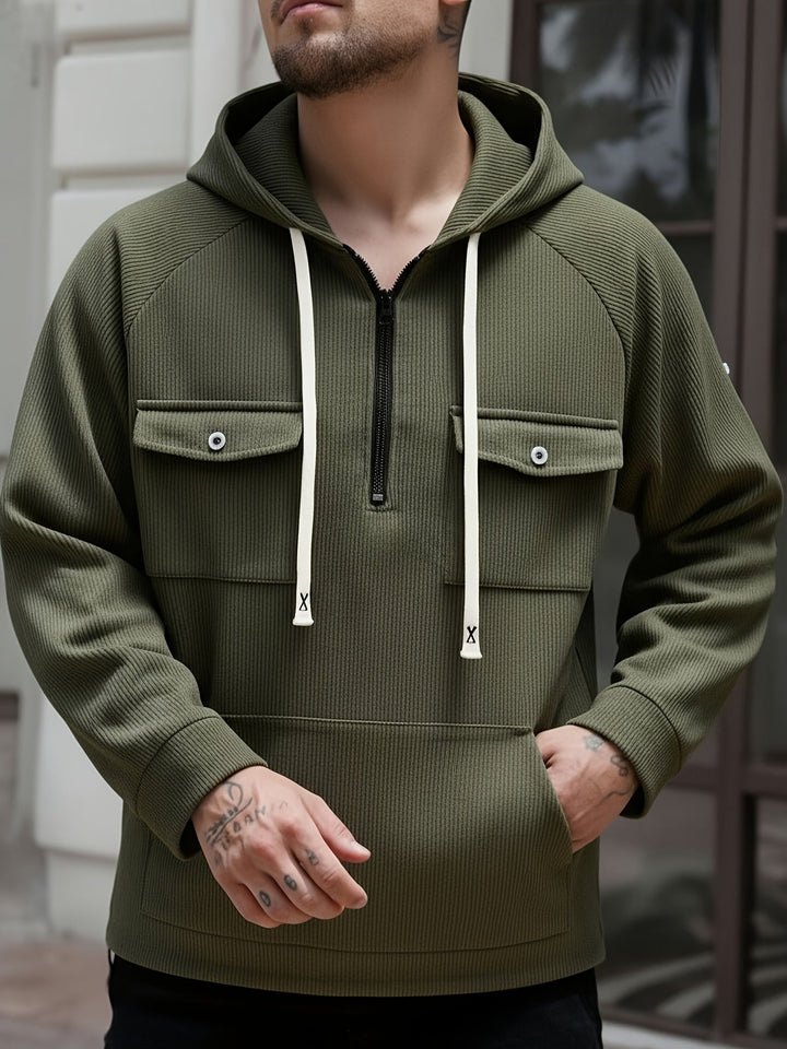 Herren Hoodie mit Quarter-Zip und Brusttaschen