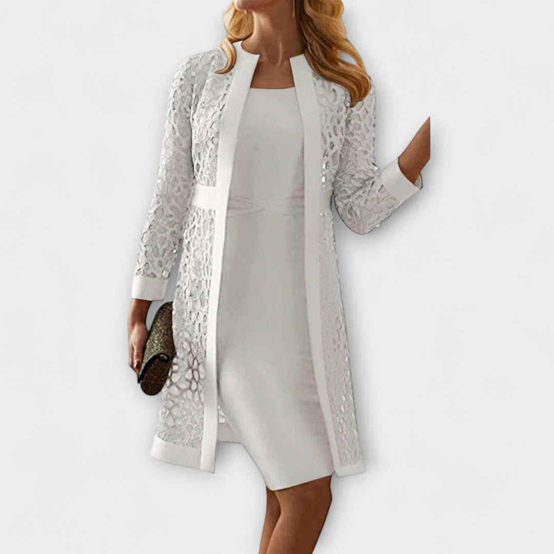 Elegantes Zweiteiliges Spitzen Damen Abendkleid