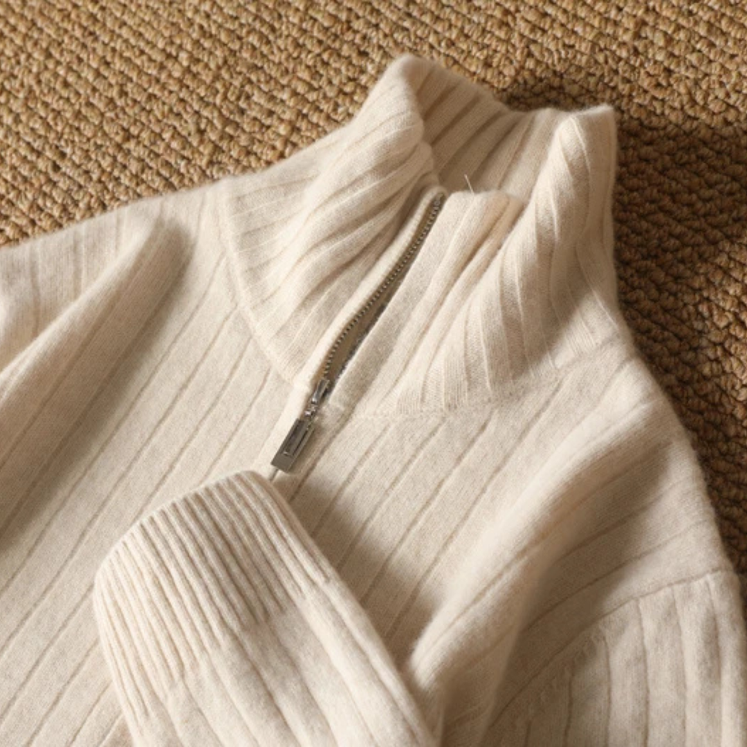 Herren Merino Woll-Cardigan mit Stehkragen und Reißverschluss