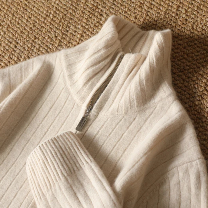 Herren Merino Woll-Cardigan mit Stehkragen und Reißverschluss