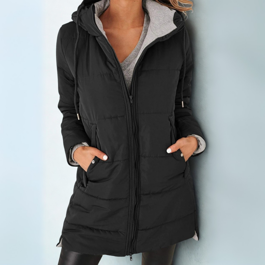 Warme Damen Daunenjacke mit Kapuze - Pufferjacke für Winter