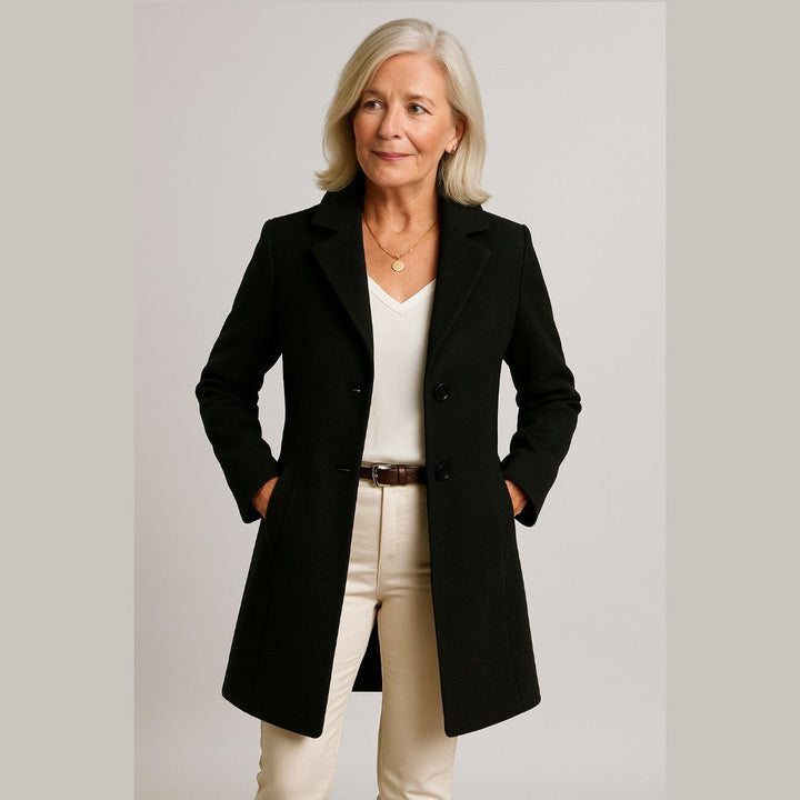 Eleganter Damen Mantel - Klassischer Schnitt mit Knopfverschluss