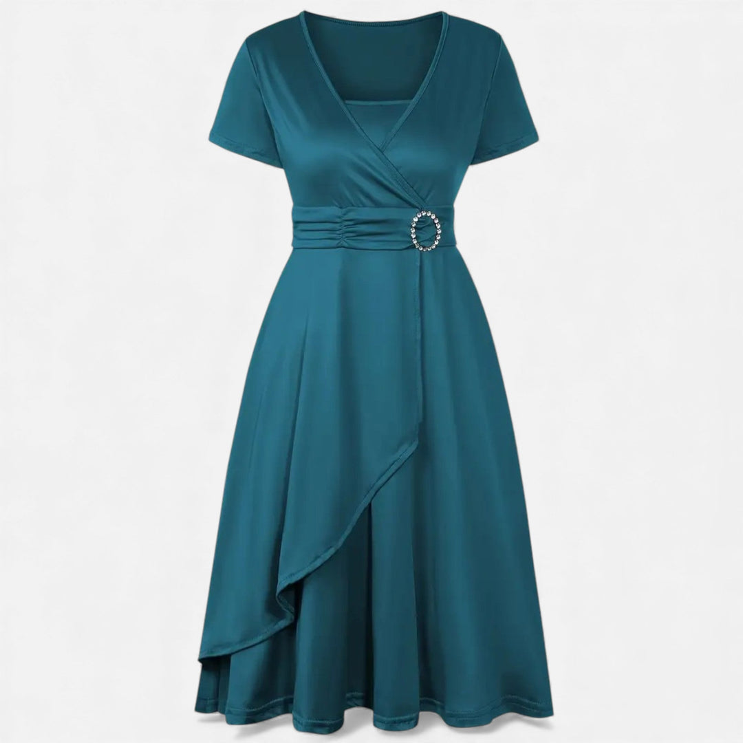 Elegantes Strass V-Ausschnitt Asymmetrisches Damen Abendkleid