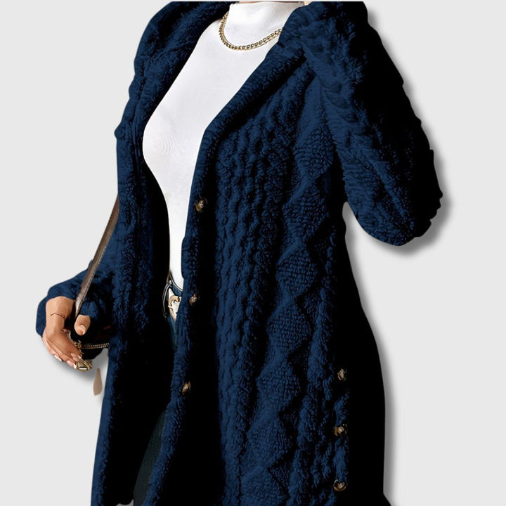 Kuscheliger Teddy-Mantel mit Kapuze für Damen