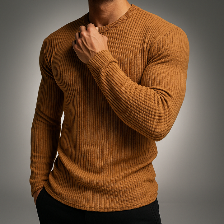 Gerippter Strickpullover Herren - Moderne Essential-Knit mit Vertikaler Rippenstruktur