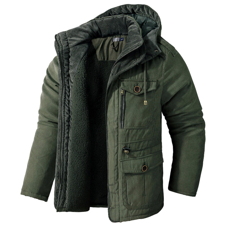 Robuste Herren Winterjacke mit Fleece-Futter - Taktische Taschen und Utility-Reißverschlüsse