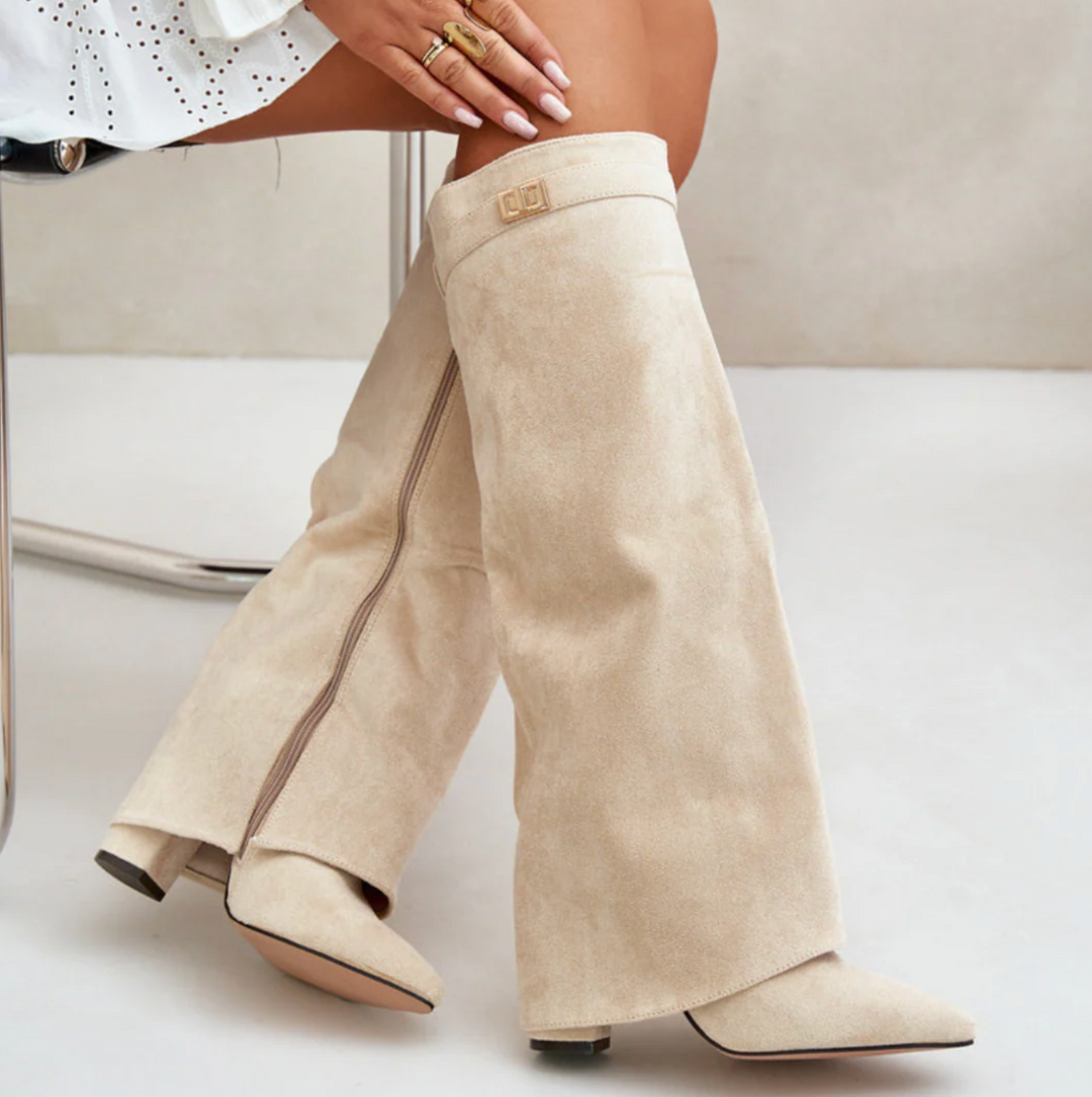 Elegante Suède Stiefel mit Blockabsatz für Damen