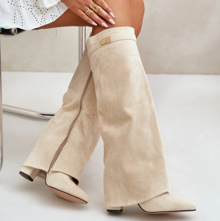 Elegante Suède Stiefel mit Blockabsatz für Damen