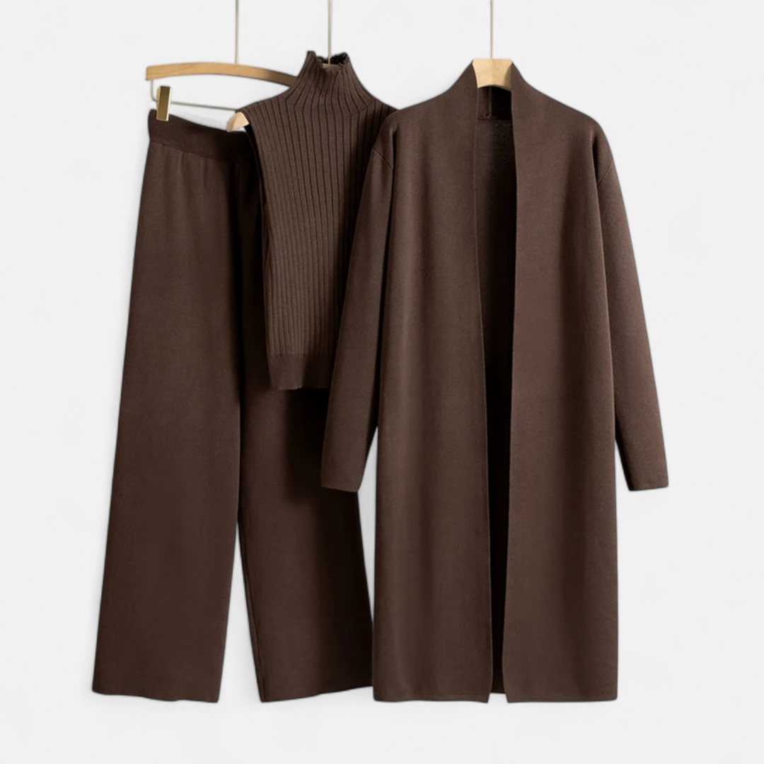Elegantes 3-teiliges Strick-Cardigan Set für Damen