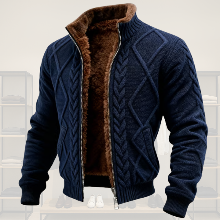 Herren Strick-Jacke Isoliert mit Reißverschluss - Warme Woll-Mischung