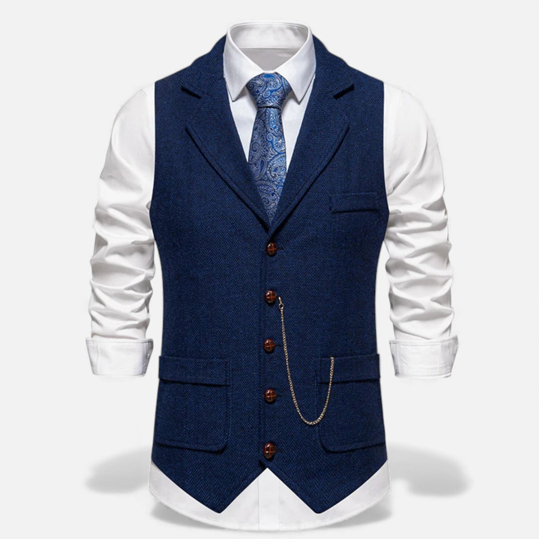 Vintage Tweed Herren Anzugweste mit Lapel-Kette