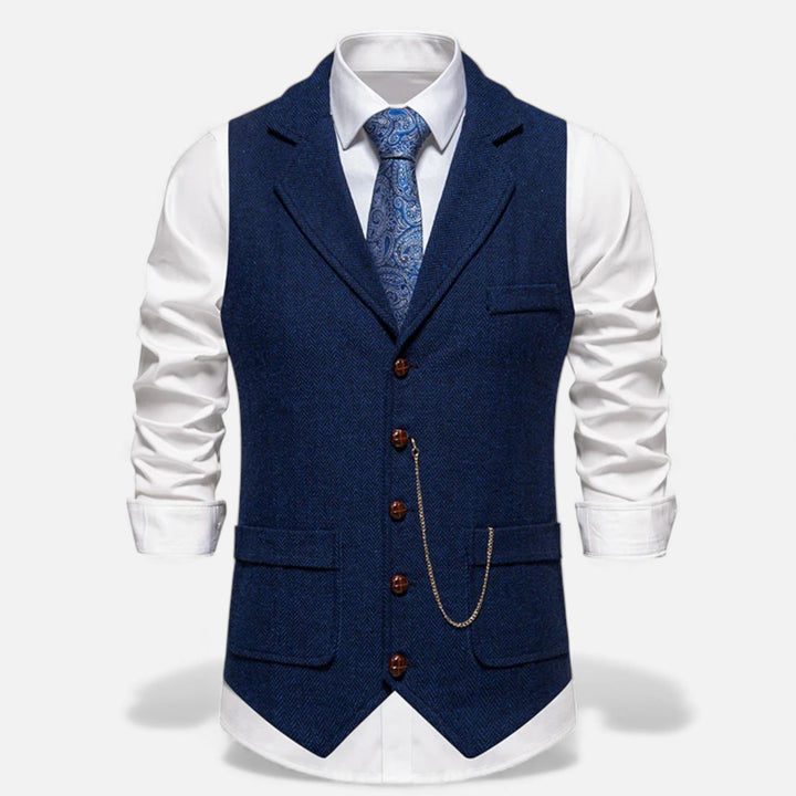 Vintage Tweed Herren Anzugweste mit Lapel-Kette