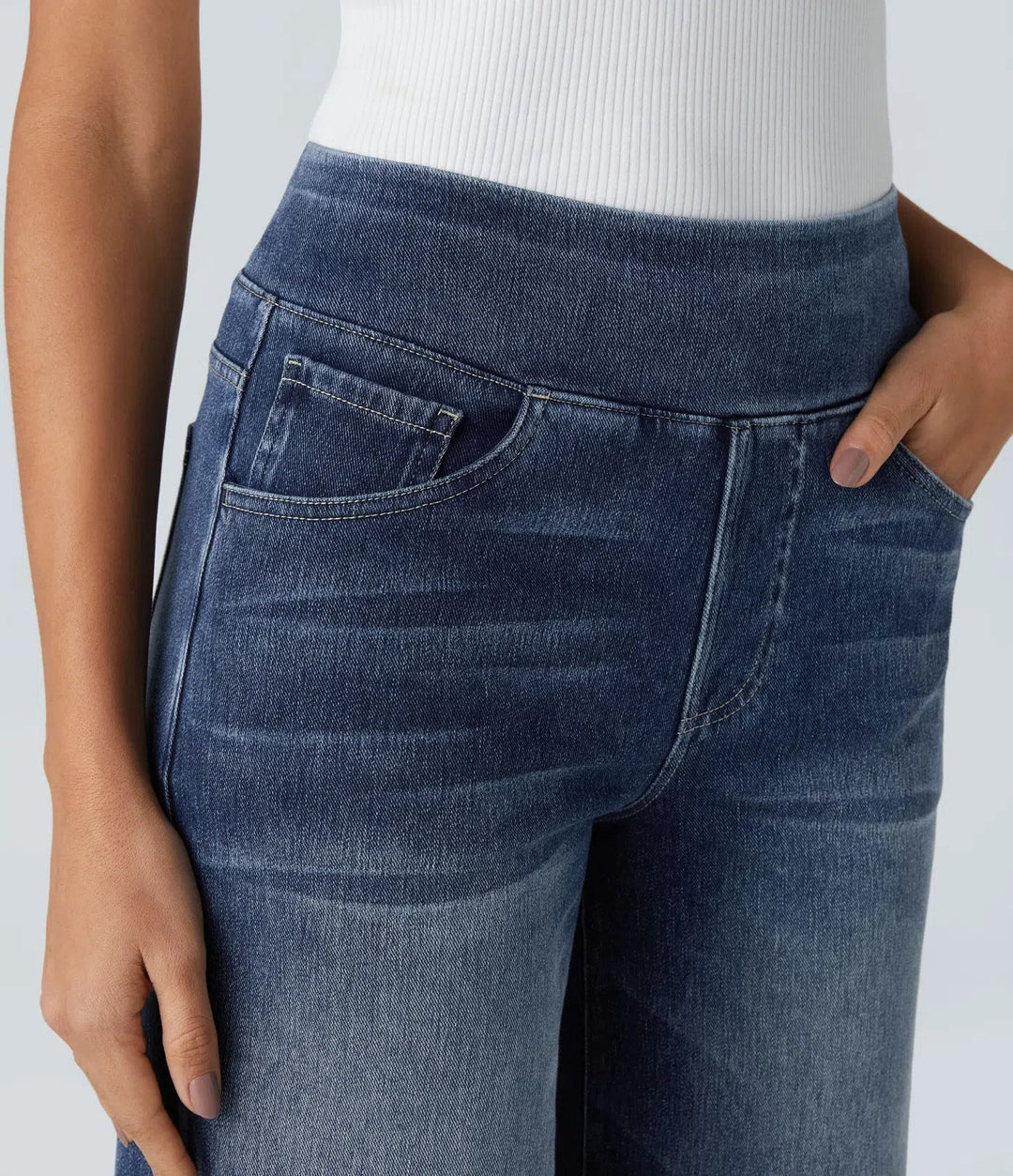 Elastische Jeans Hose mit hoher Taille für Damen
