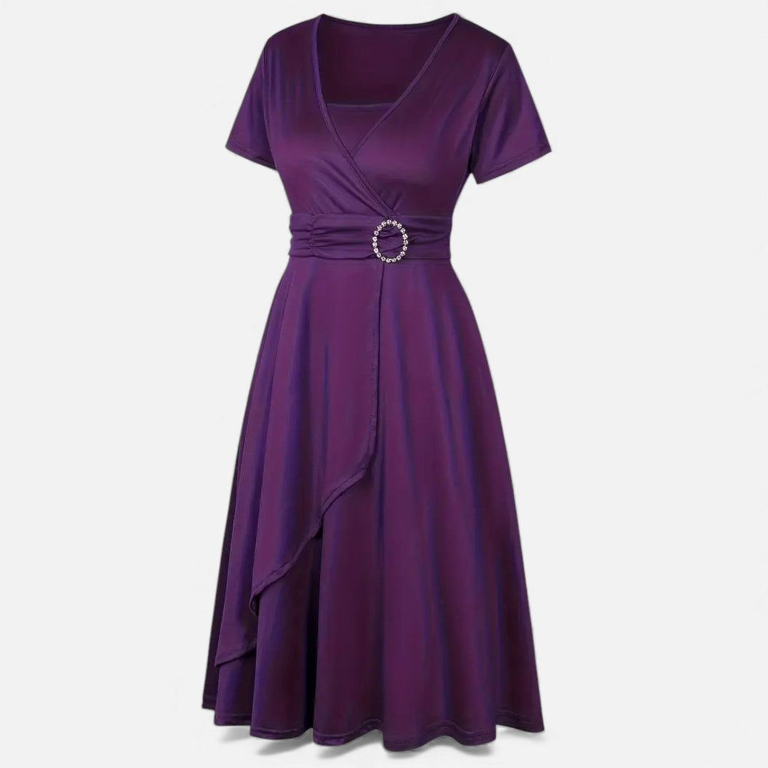 Elegantes Strass V-Ausschnitt Asymmetrisches Damen Abendkleid