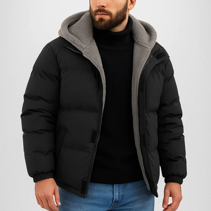 Gefütterte Herren Winterjacke mit Kapuze - Warm und Wasserdicht