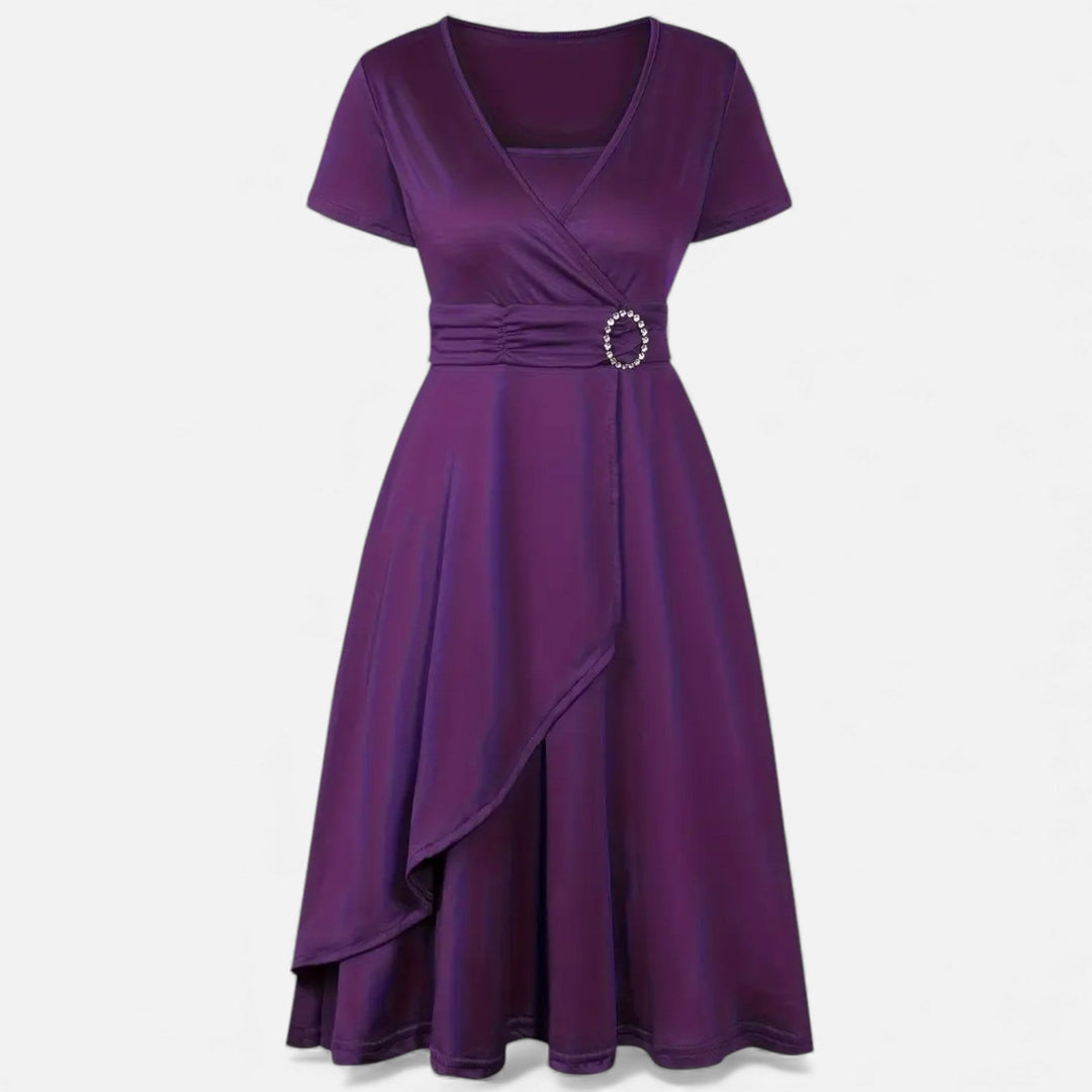 Elegantes Strass V-Ausschnitt Asymmetrisches Damen Abendkleid