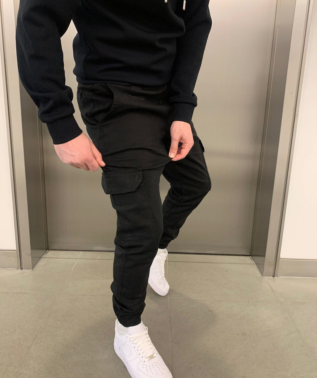 Herren Cargo Jogginghose mit elastischem Bund - Streetstyle Baumwollmischung