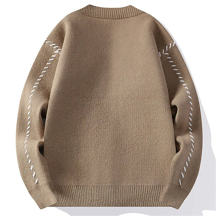 Strukturierter Herren Pullover mit Signature-Stickmuster - Leicht Wärmend