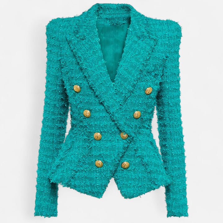 Eleganter Slim Fit Damen Tweed Blazer mit Quasten-Details