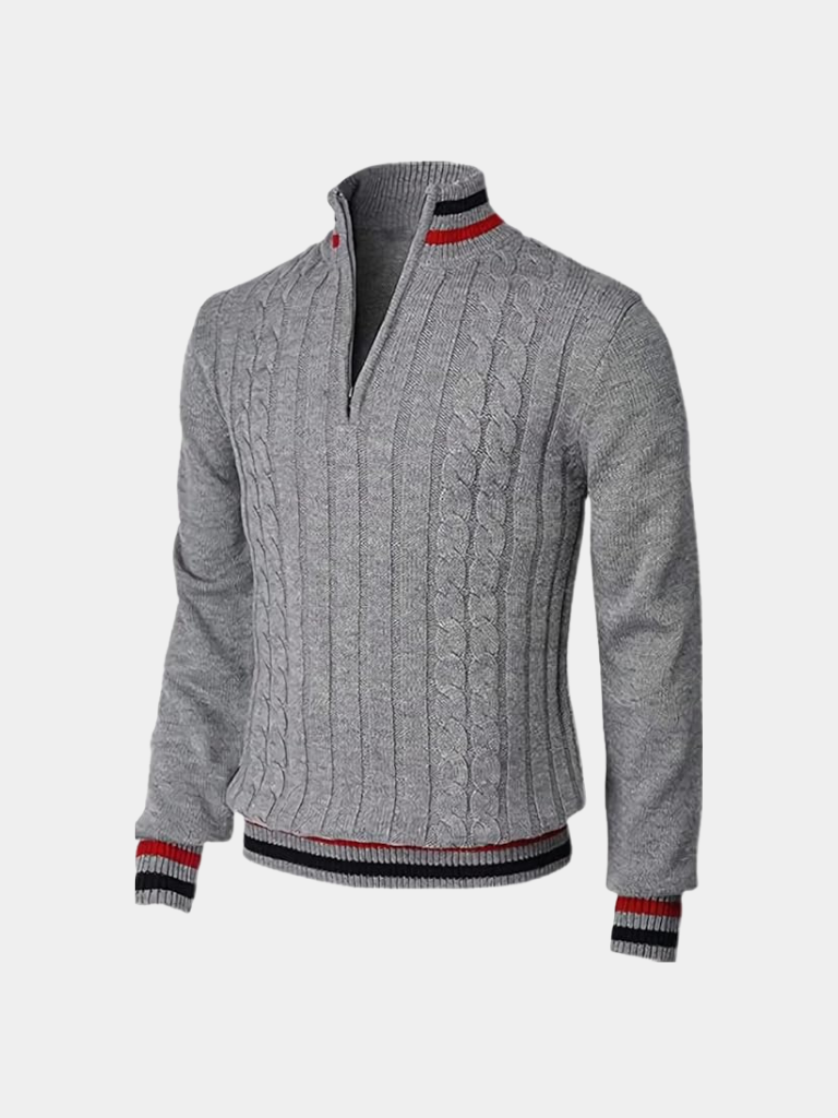 Herren Pullover mit Reißverschluss und Rollkragen - Eleganter Half-Zip Sweater