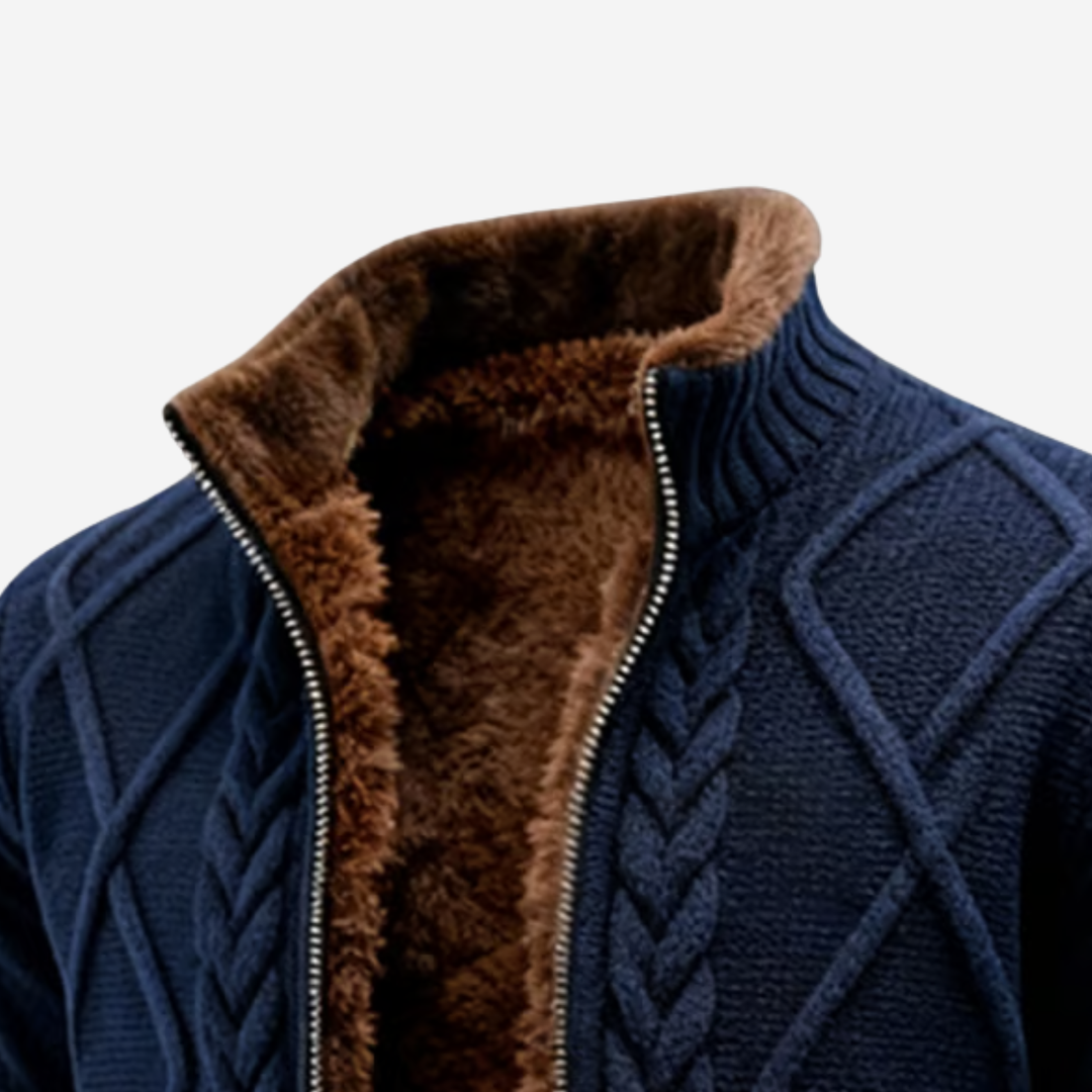 Herren Strick-Jacke Isoliert mit Reißverschluss - Warme Woll-Mischung