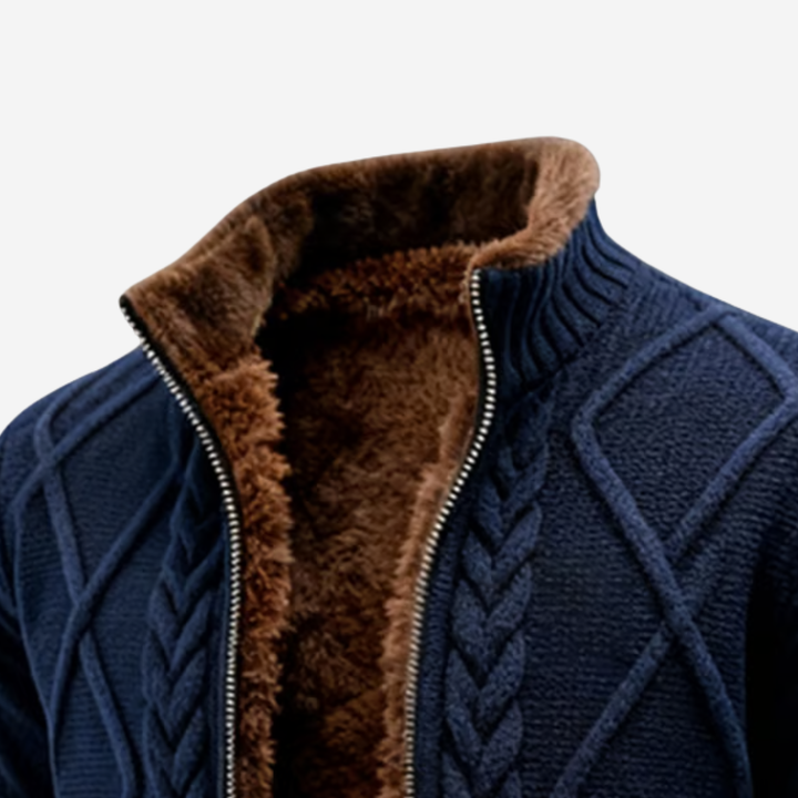 Herren Strick-Jacke Isoliert mit Reißverschluss - Warme Woll-Mischung