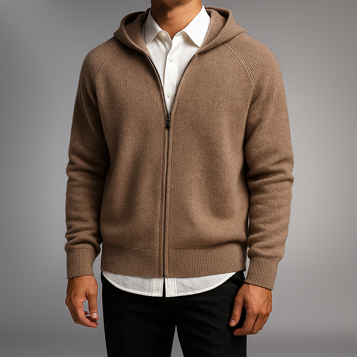 Herren Zip-Pullover mit Front-Reißverschluss - Eleganter Strickpullover für Business und Freizeit