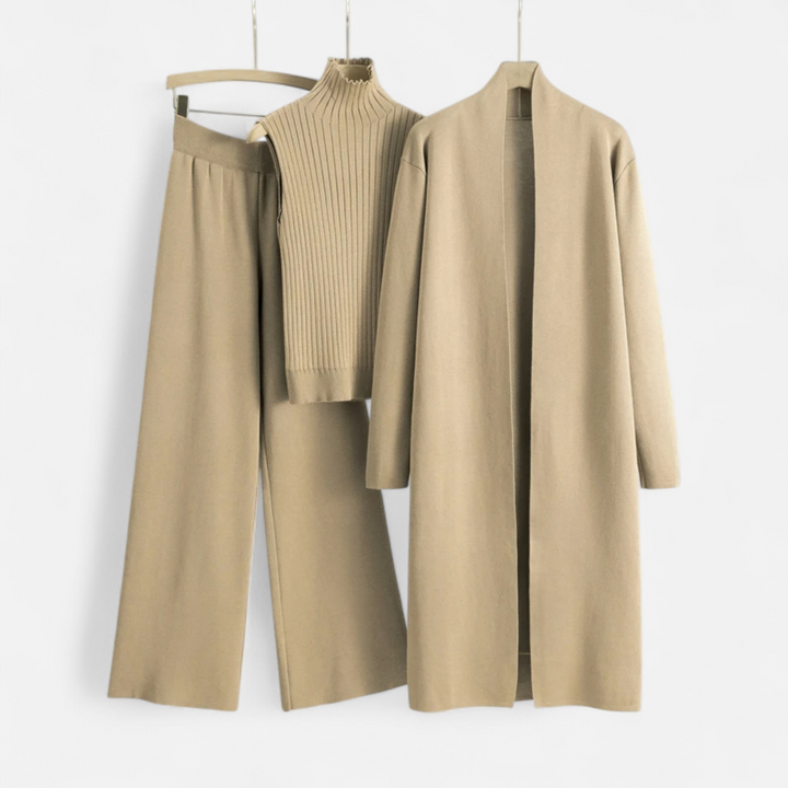 Elegantes 3-teiliges Strick-Cardigan Set für Damen