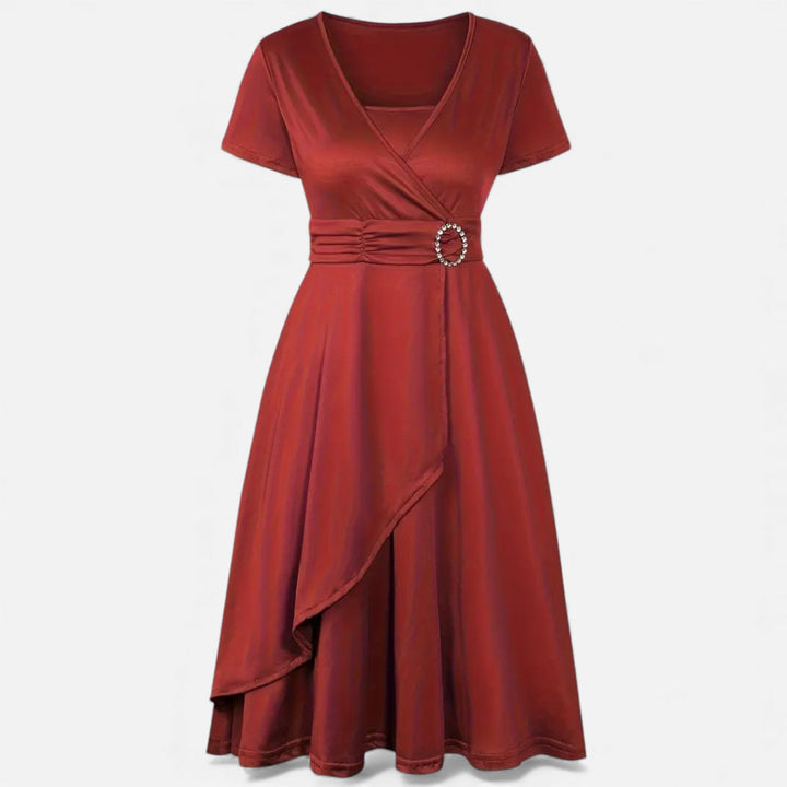 Elegantes Strass V-Ausschnitt Asymmetrisches Damen Abendkleid