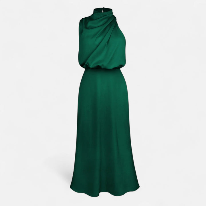 Elegantes ärmelloses langes Satin-Kleid für Damen