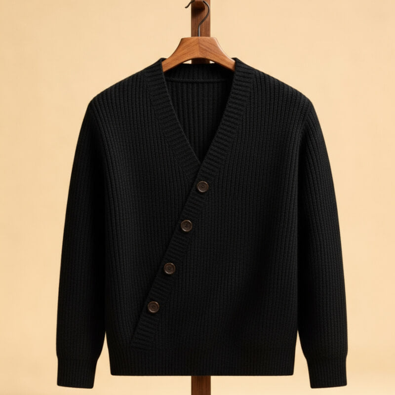 Herren Ripp-Strick Cardigan mit V-Ausschnitt - Weich und Vielseitig