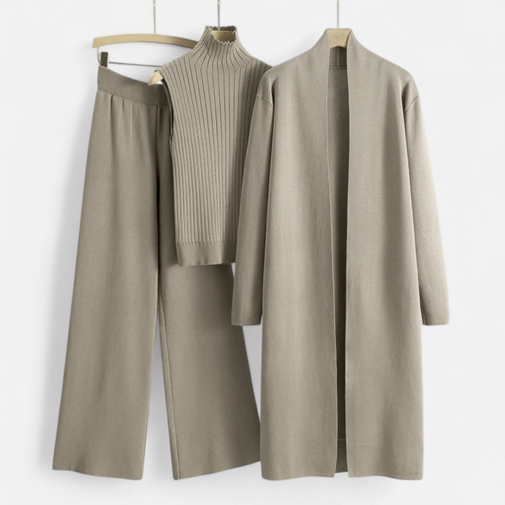 Elegantes 3-teiliges Strick-Cardigan Set für Damen
